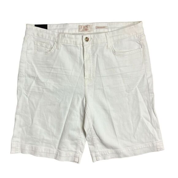 Jen7 by 7 For All Mankind‎ Bermuda Regular Shorts Cuffed Stretch White Sz 14 - Picture 2 of 12